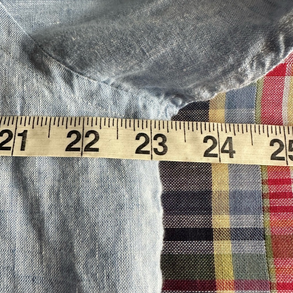 ALAN PAINE Men’s Blue 💯 Linen Long Sleeve Button Down Shirt - Size LARGE - Picture 12 of 13